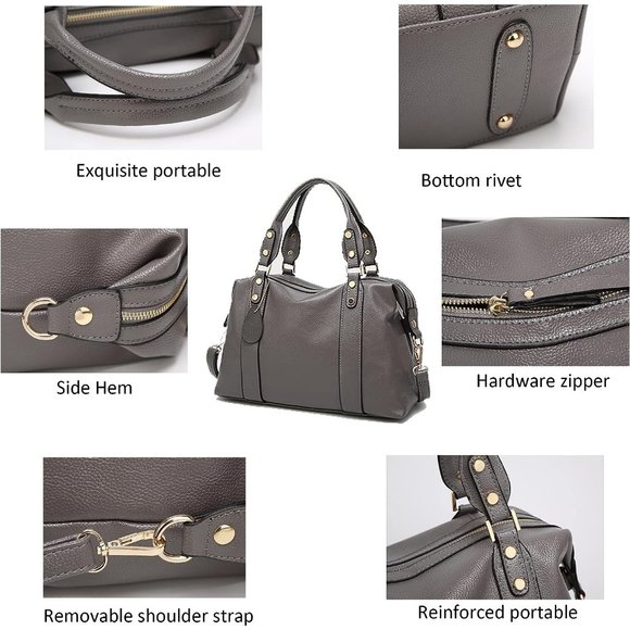 Women Vegan Leather Top Handle Shoulder Satchel Fashion Boston Bags main image 1